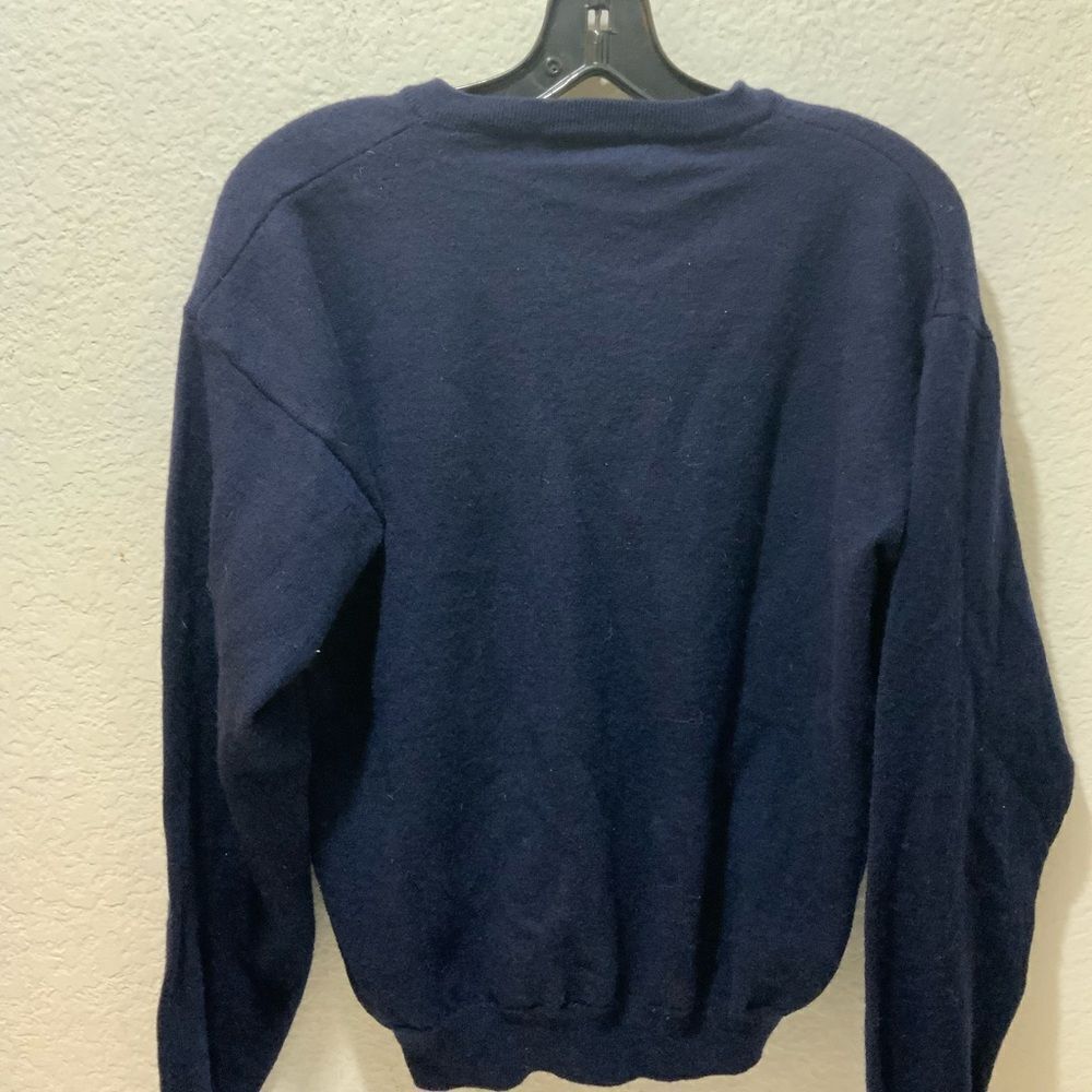 Vintage Brandini Blue 100% merino pure wool Pullover V Neck Sweater Italy - Picture 4 of 11
